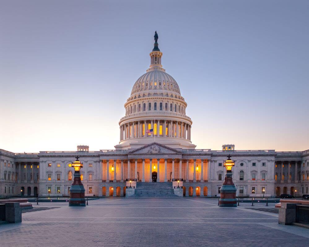 United States Capitol Building At Sunset Washing
