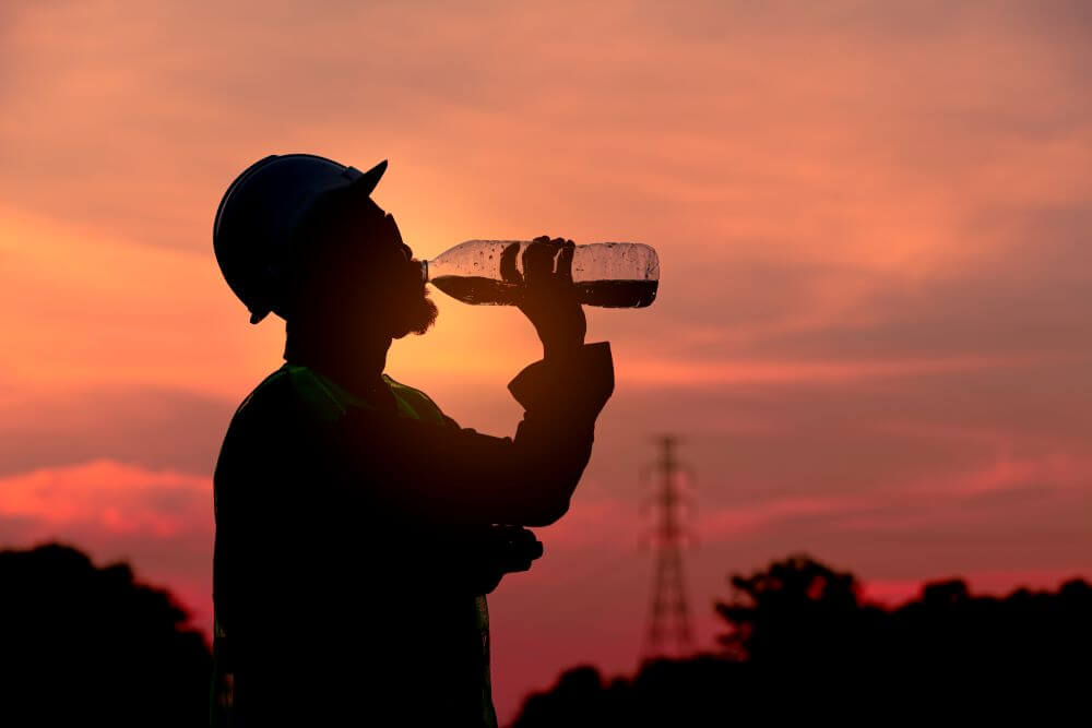 Silhouette Engineer Drinking Fresh Water When He F 2025 03 14 00 37 51 Utc