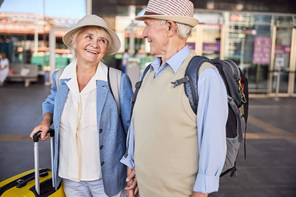 Happy Senior Lady Smiling At A Man